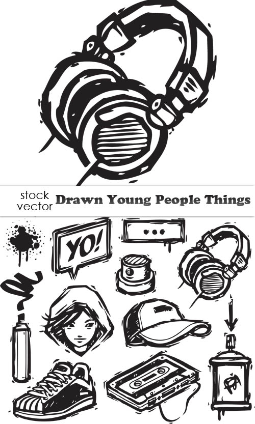 Vectors Drawn Young People Things