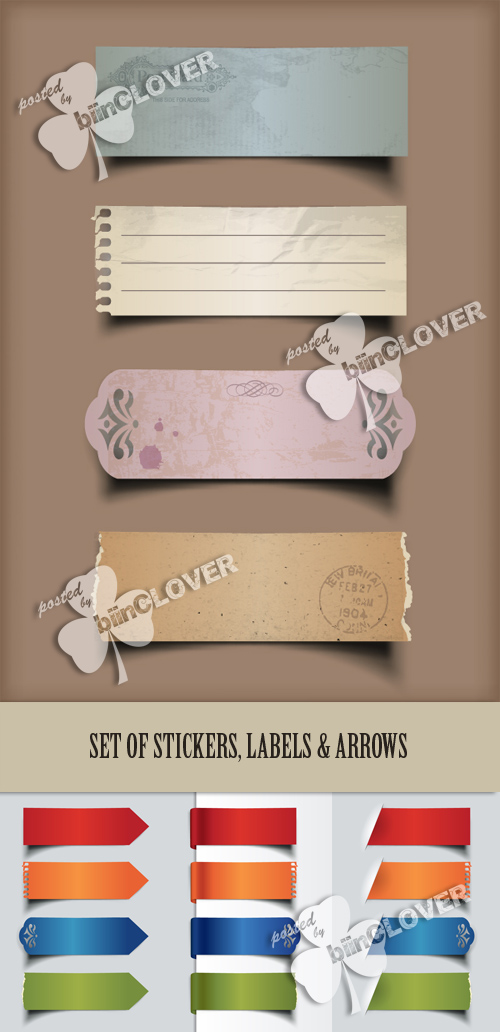 Set of stickers,  labels and arrows 0124
