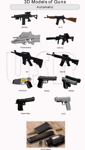 16 x 3D Models of Guns | 45 MB