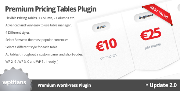 CodeCanyon - Premium Pricing Tables Plugin