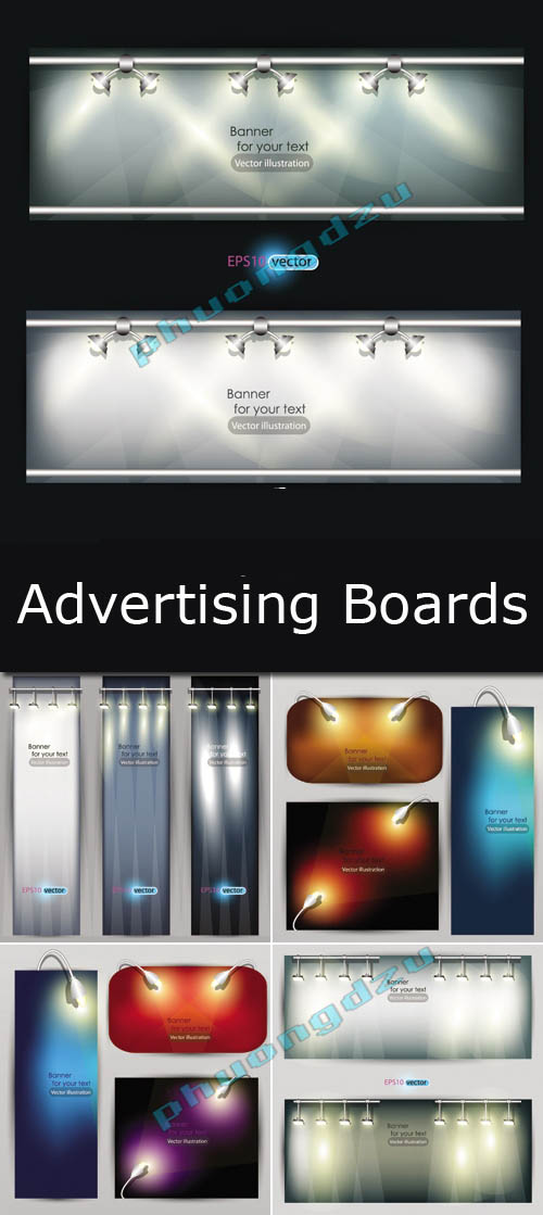 Empty Advertising Boards with Lighting