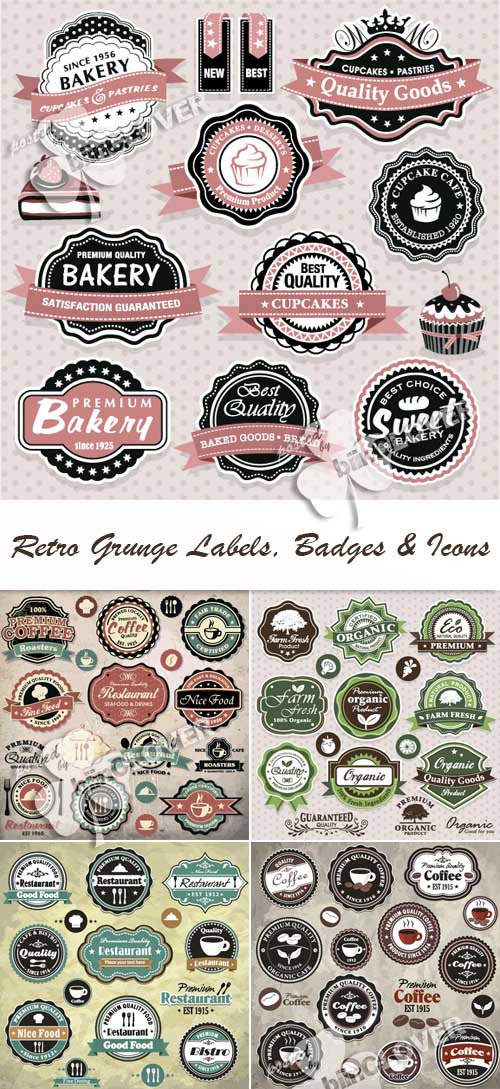 Retro grunge labels, badges and icons 0135