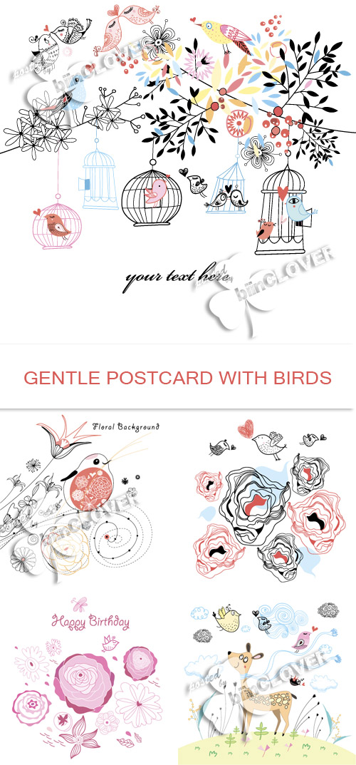 Gentle postcard with birds 0135
