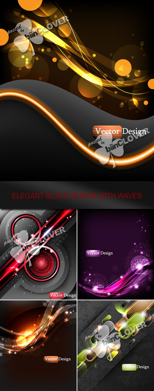 Elegant black design with waves 0138